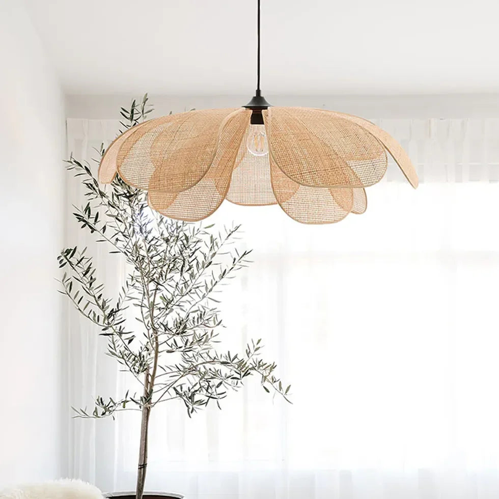 Lampadario in rattan a LED stile nordico a sospensione per sala da pranzo