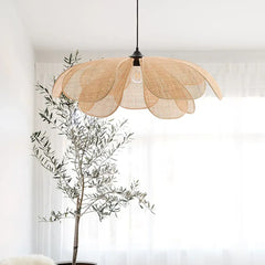 Lampadario in rattan a LED stile nordico a sospensione per sala da pranzo