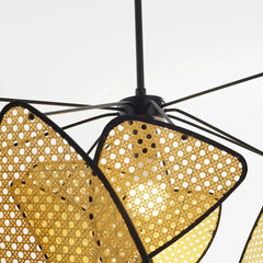 Lampadario in rattan a sospensione in stile naturale con forme organiche per sala pranzo
