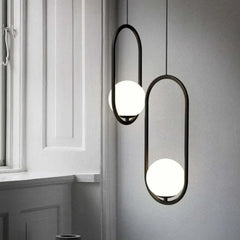 Lampadario con sfere in vetro LED design moderno altezza regolabile per sala pranzo