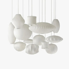 Lampadario in tessuto dal design nordico bianco ispirato alla lanterna per soggiorno