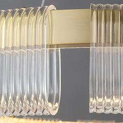 Lampadario contemporaneo LED ad anelli oro dimmerabile per soggiorno