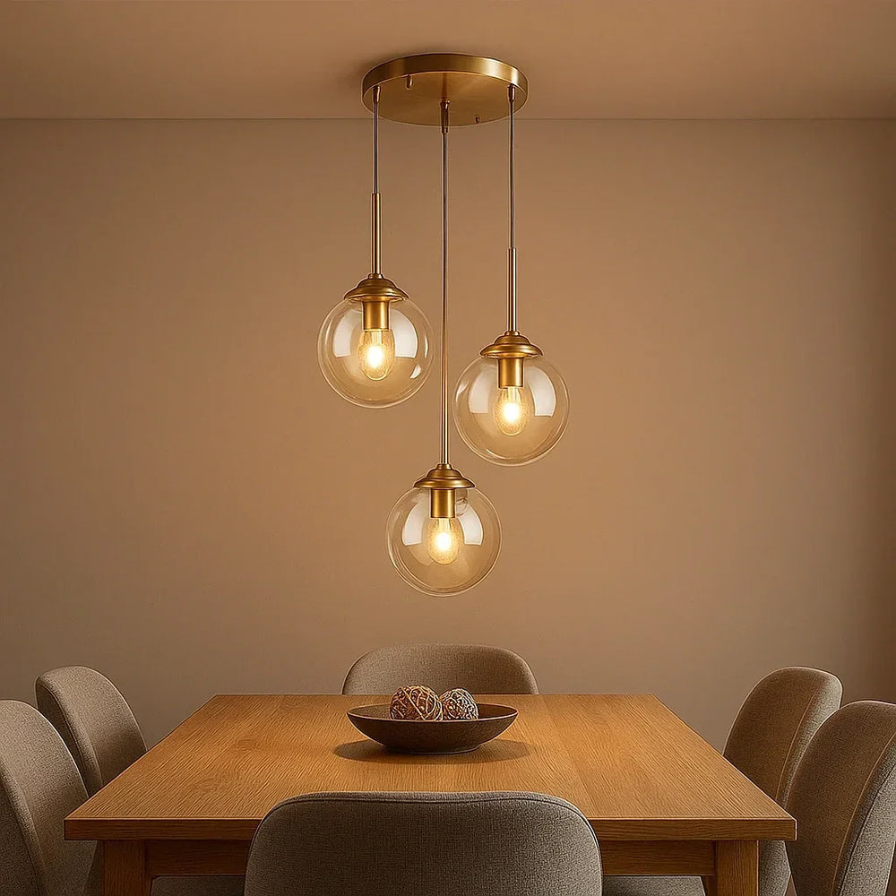 Lampadario con sfera di vetro LED design moderno a sospensione