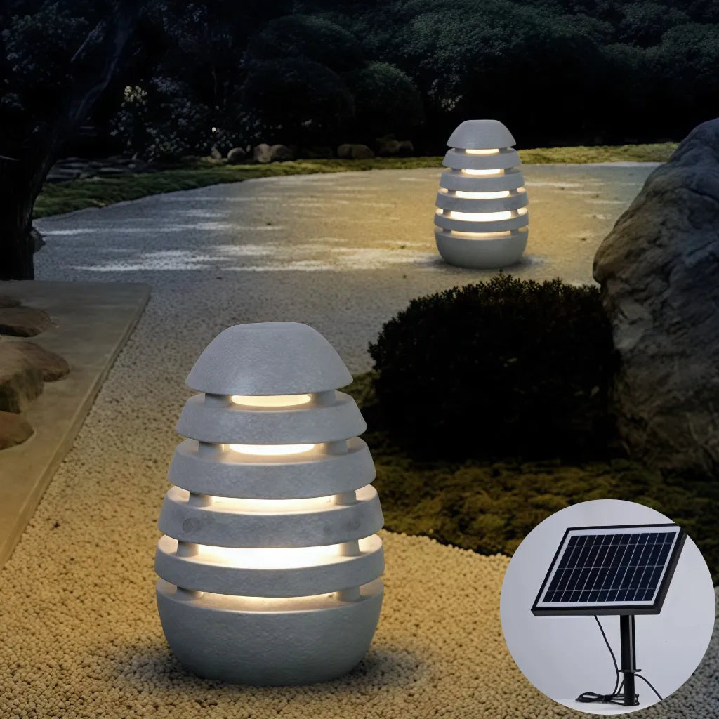 Lampada da esterno a LED con effetto sasso a forma di vaso per giardino