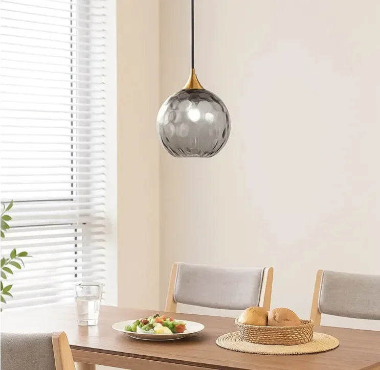 Lampadario in vetro soffiato moderno a sfera per sala da pranzo