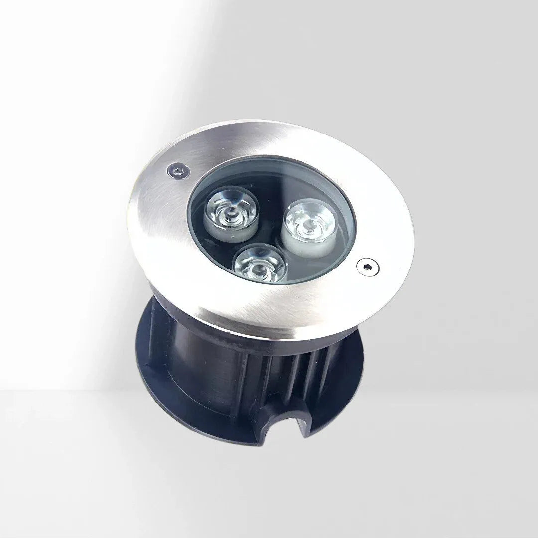 Segnapasso calpestabile esterno LED 12V da incasso rotondo in acciaio inox per giardino