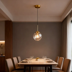 Lampadario con sfera di vetro LED design moderno a sospensione
