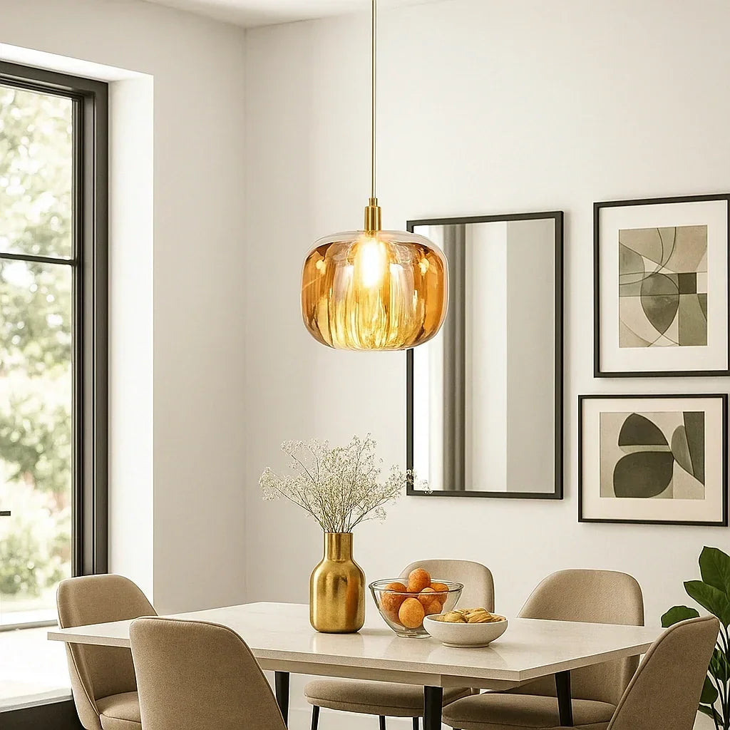 Lampadario a sospensione con sfere in cristallo moderno a LED per sala da pranzo