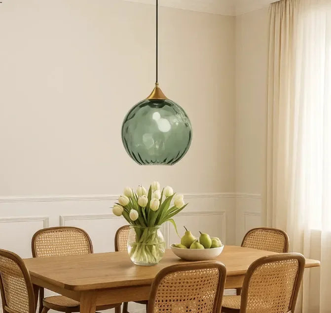 Lampadario in vetro soffiato moderno a sfera per sala da pranzo