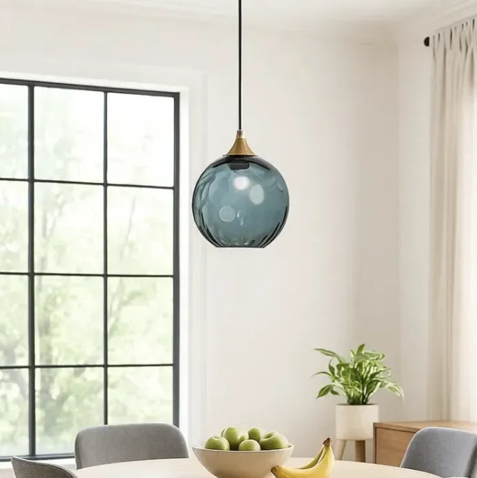 Lampadario in vetro soffiato moderno a sfera per sala da pranzo