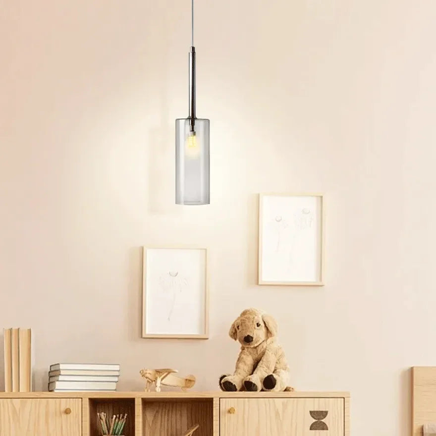 Lampadario a bottiglie in vetro con altezza regolabile da comodino luce calda