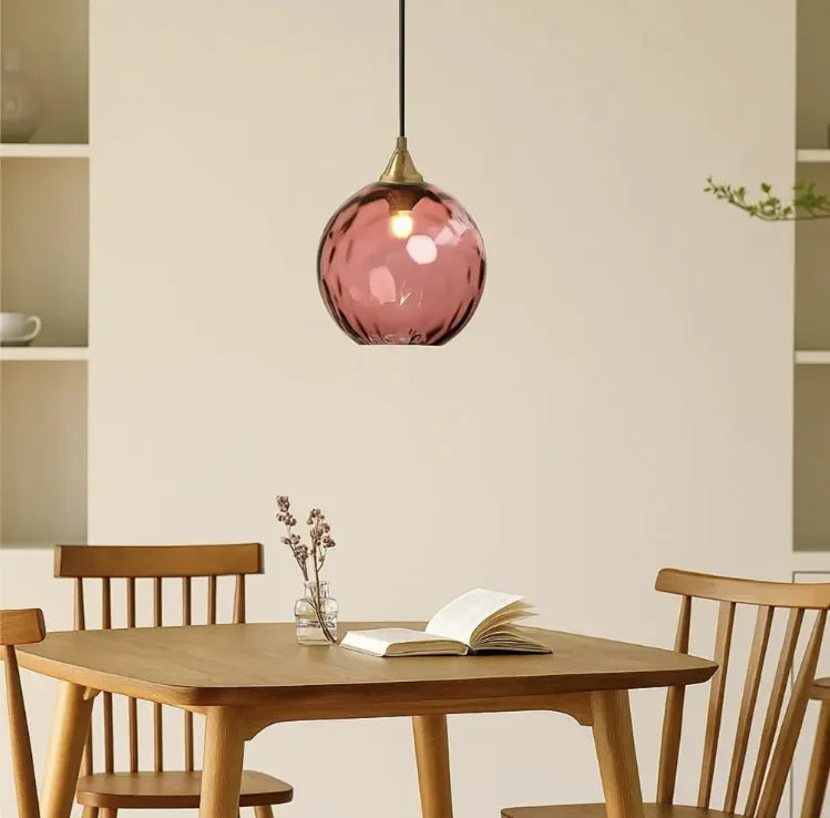 Lampadario in vetro soffiato moderno a sfera per sala da pranzo