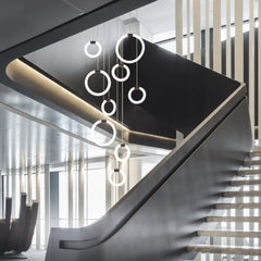 Lampadario moderno per scale ad anelli LED dimmerabile