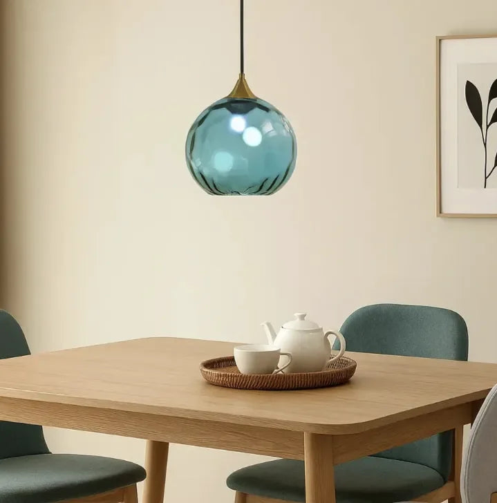 Lampadario in vetro soffiato moderno a sfera per sala da pranzo