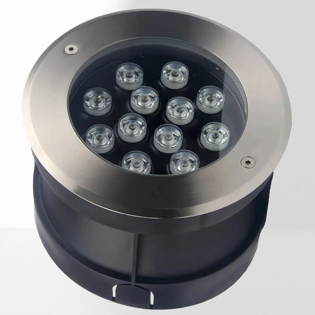 Segnapasso LED esterno calpestabile 24V da incasso rotondo design minimal per terrazzo
