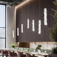 Lampada a sospensione cilindrica ondulata in vetro LED dimmerabile contemporanea per scale interne