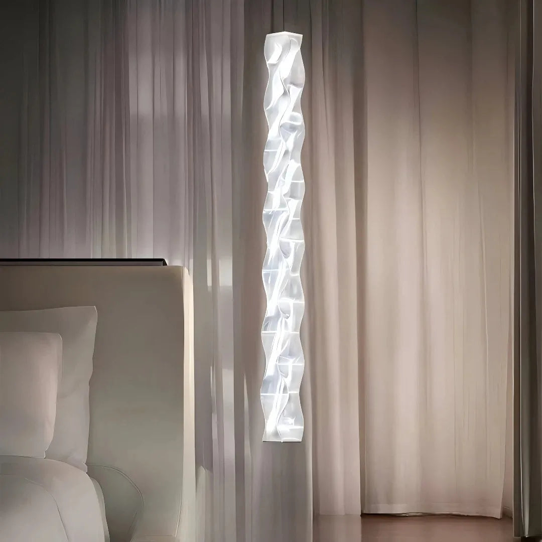 Lampada a sospensione cilindrica ondulata in vetro LED dimmerabile contemporanea per scale interne
