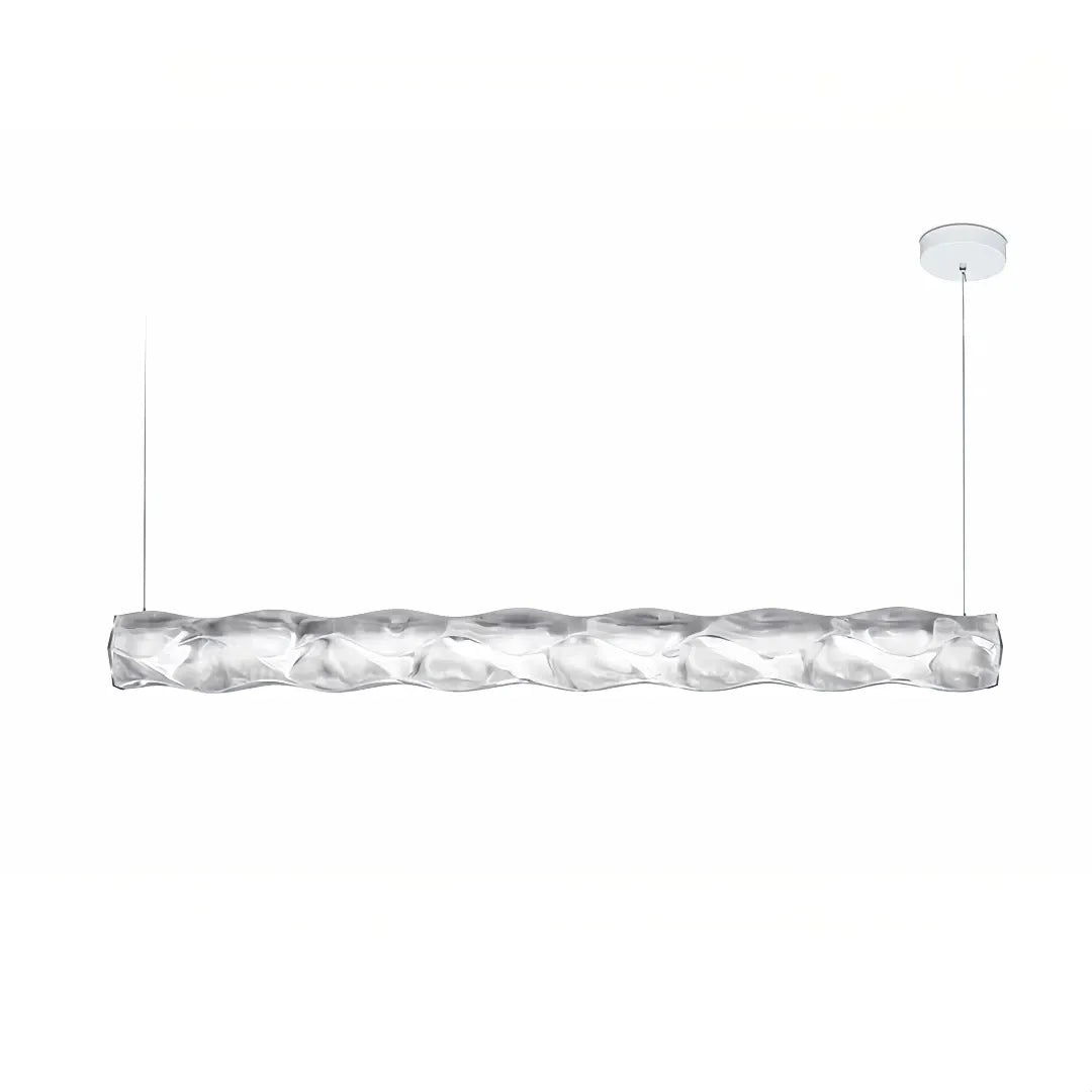 Lampada lineare a sospensione ondulata in vetro LED dimmerabile contemporanea per sala da pranzo