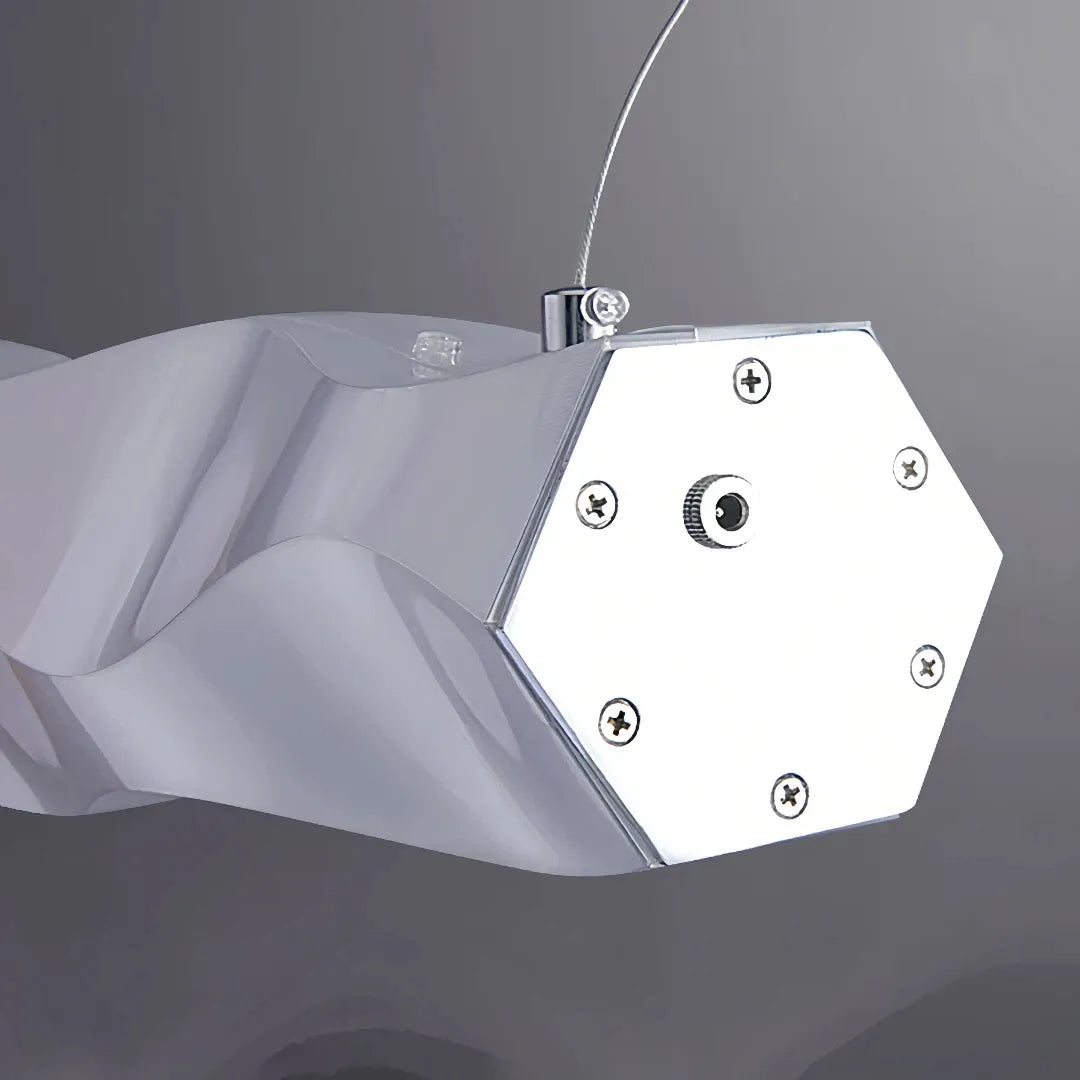 Lampada lineare a sospensione ondulata in vetro LED dimmerabile contemporanea per sala da pranzo