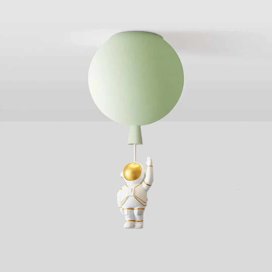 Plafoniera per cameretta dimmerabile a sfera multicolore con pendente astronauta