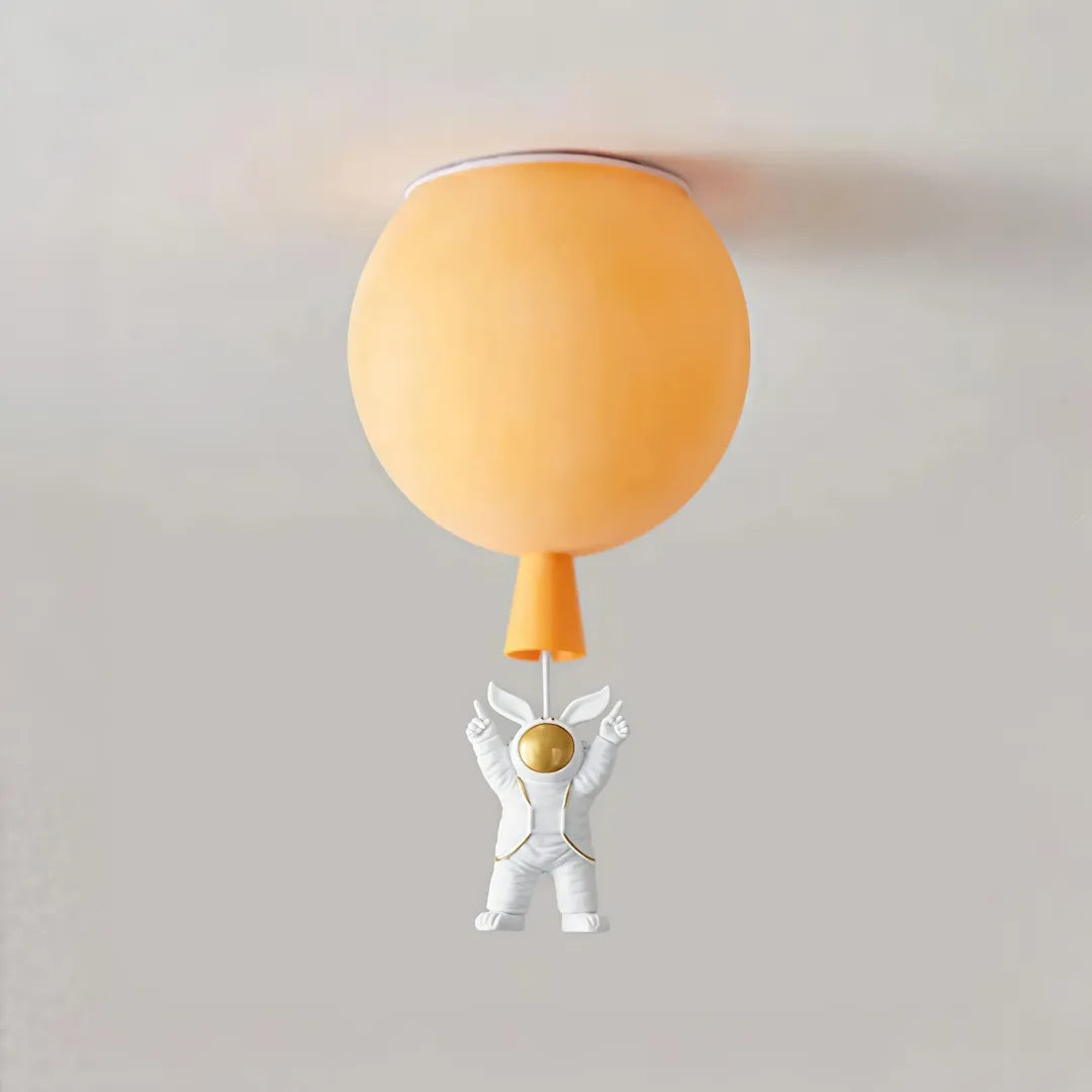 Plafoniera per cameretta dimmerabile a sfera multicolore con pendente astronauta