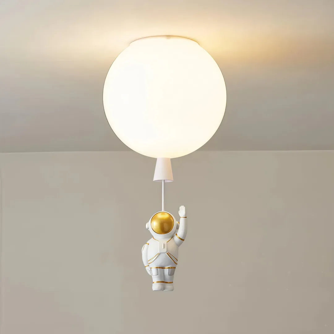 Plafoniera per cameretta dimmerabile a sfera multicolore con pendente astronauta