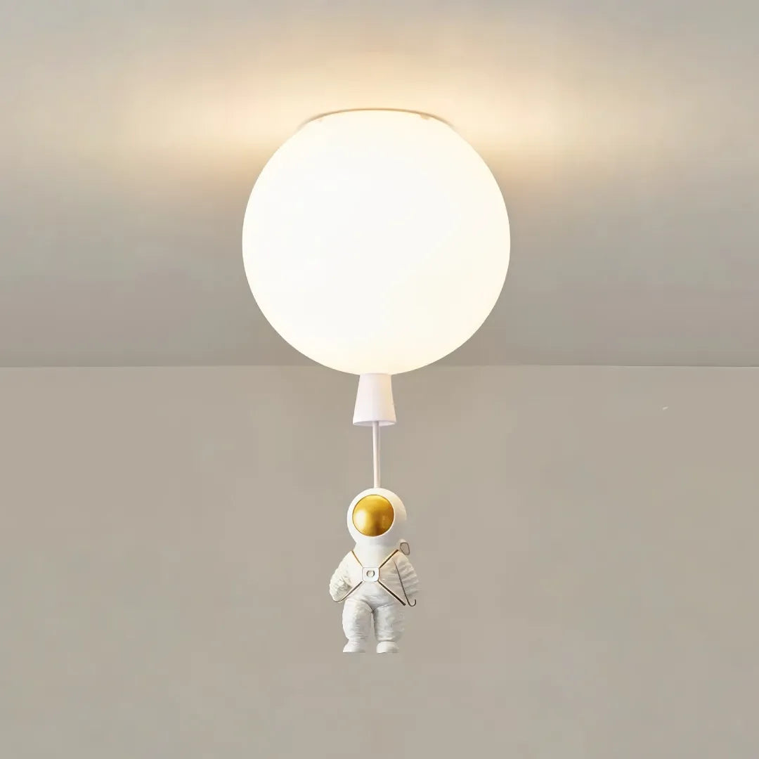 Plafoniera per cameretta dimmerabile a sfera multicolore con pendente astronauta
