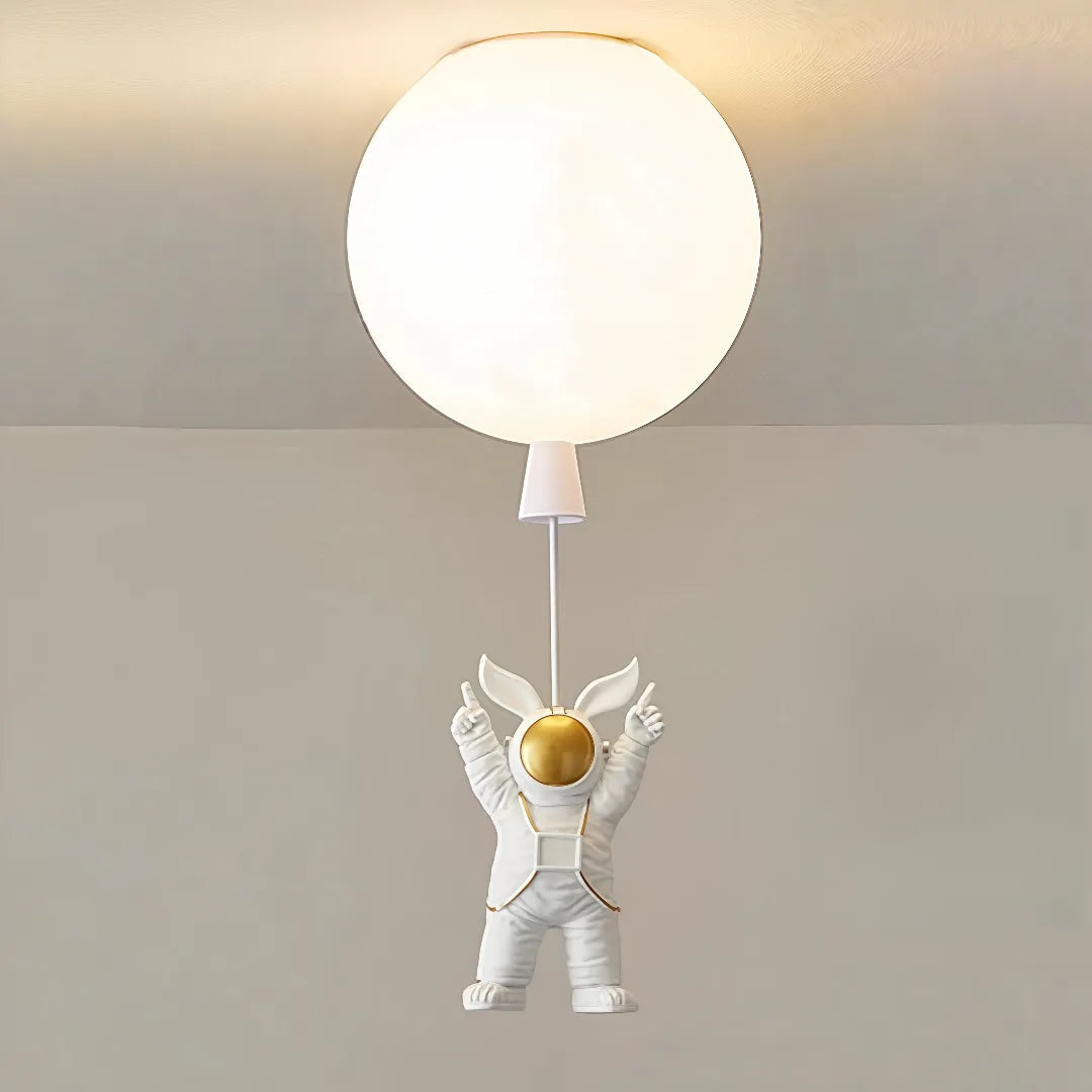 Plafoniera per cameretta dimmerabile a sfera multicolore con pendente astronauta