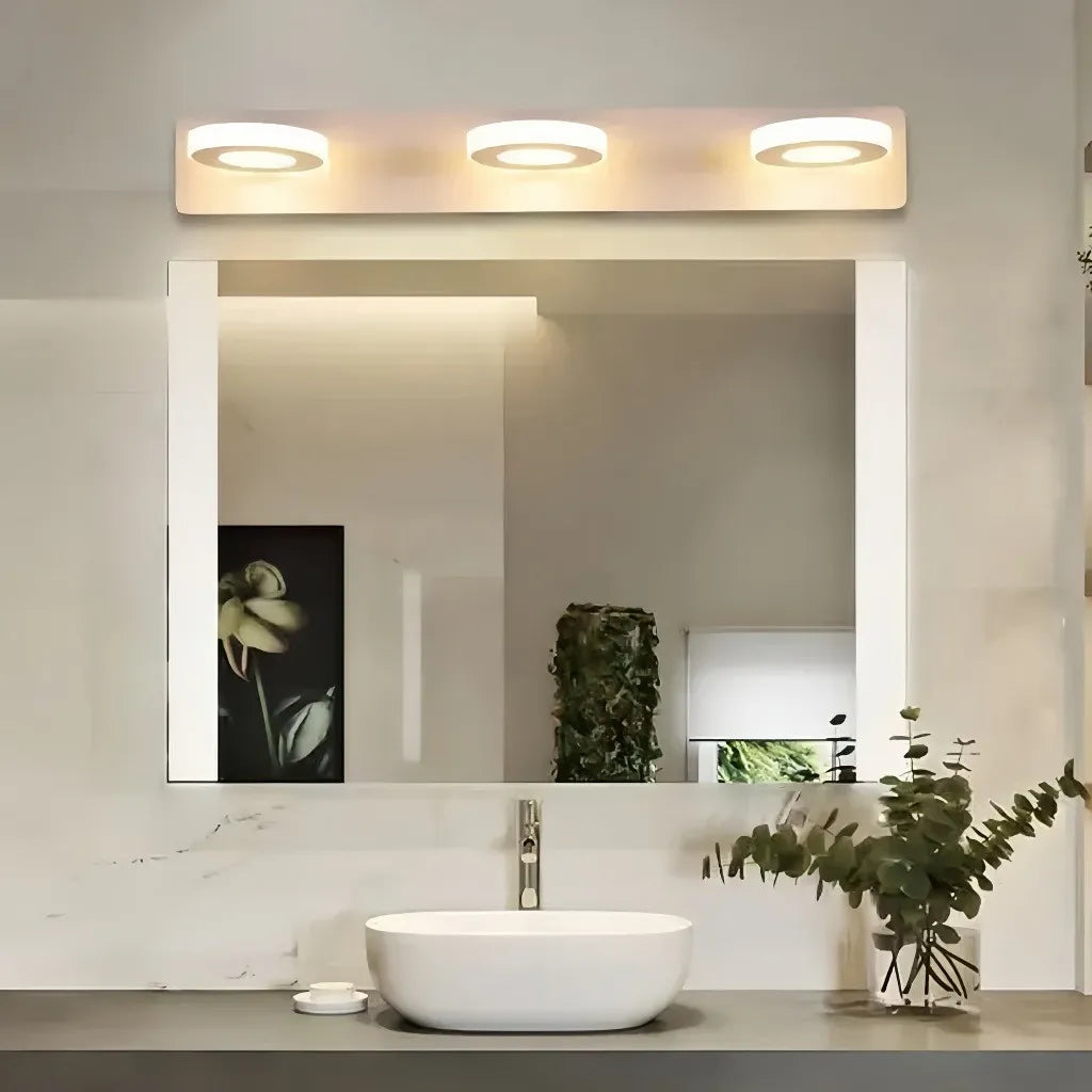 Applique moderna da specchio bagno a luci LED con anelli orientabili dimmerabili