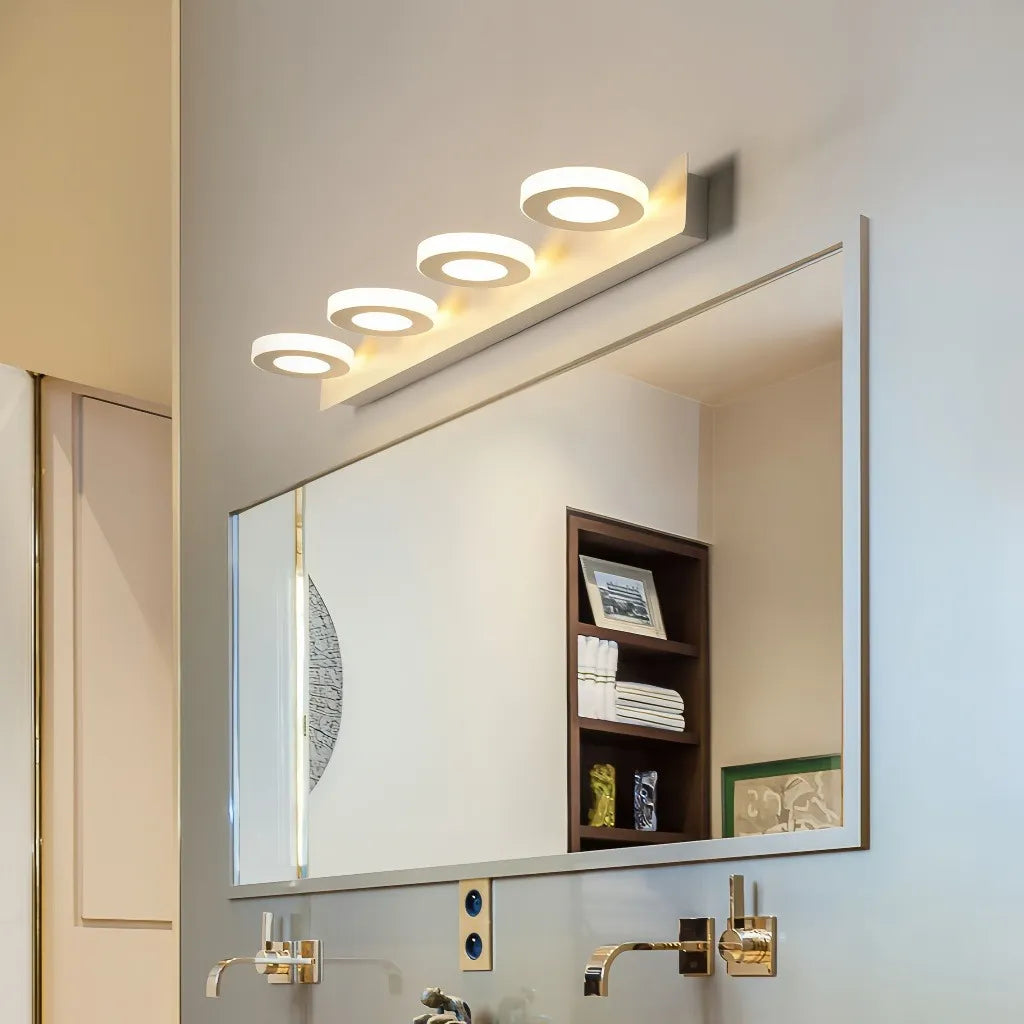 Applique moderna da specchio bagno a luci LED con anelli orientabili dimmerabili