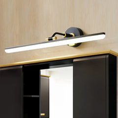 Applique a LED per specchio bagno lineare orientabile in ottone stile mid-century