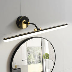 Applique a LED per specchio bagno lineare orientabile in ottone stile mid-century