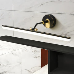 Applique a LED per specchio bagno lineare orientabile in ottone stile mid-century