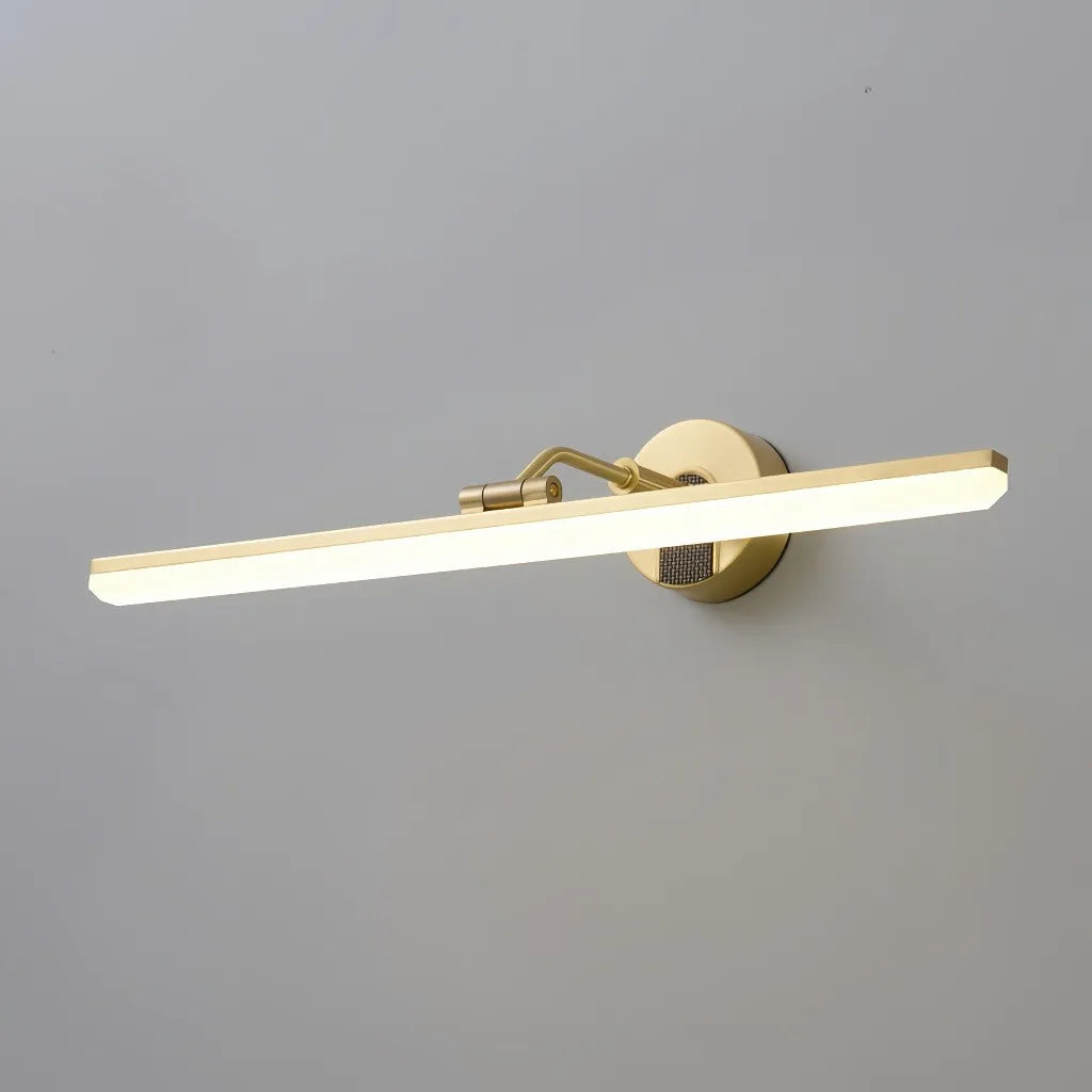 Applique a LED per specchio bagno lineare orientabile in ottone stile mid-century