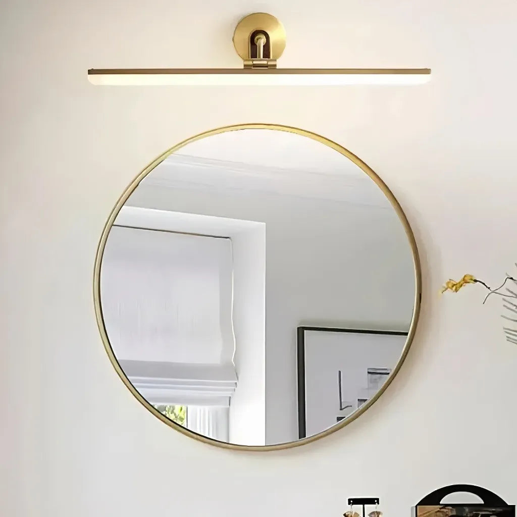 Applique a LED per specchio bagno lineare orientabile in ottone stile mid-century