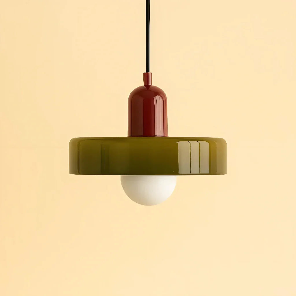 Lampadario stile Morandi a disco in vetro colorato LED dimmerabile per sala da pranzo