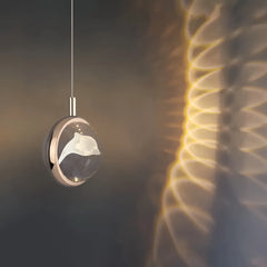 Lampada a sospensione per comodino minimalista con sfera in cristallo e LED dimmerabile