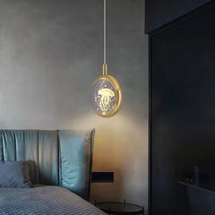 Lampada a sospensione per comodino minimalista con sfera in cristallo e LED dimmerabile