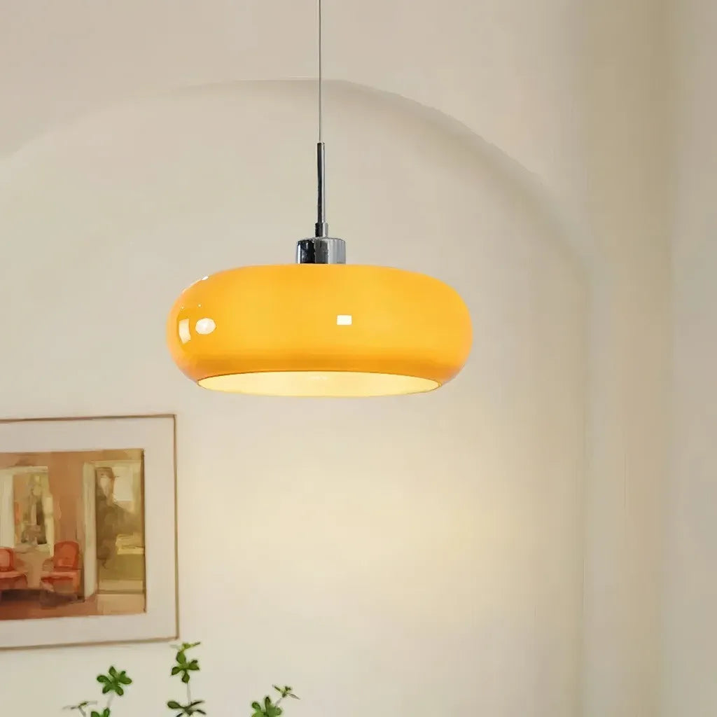 Lampadario a sospensione in vetro a cupola arrotondata per sala da pranzo in stile retrò dimmerabile