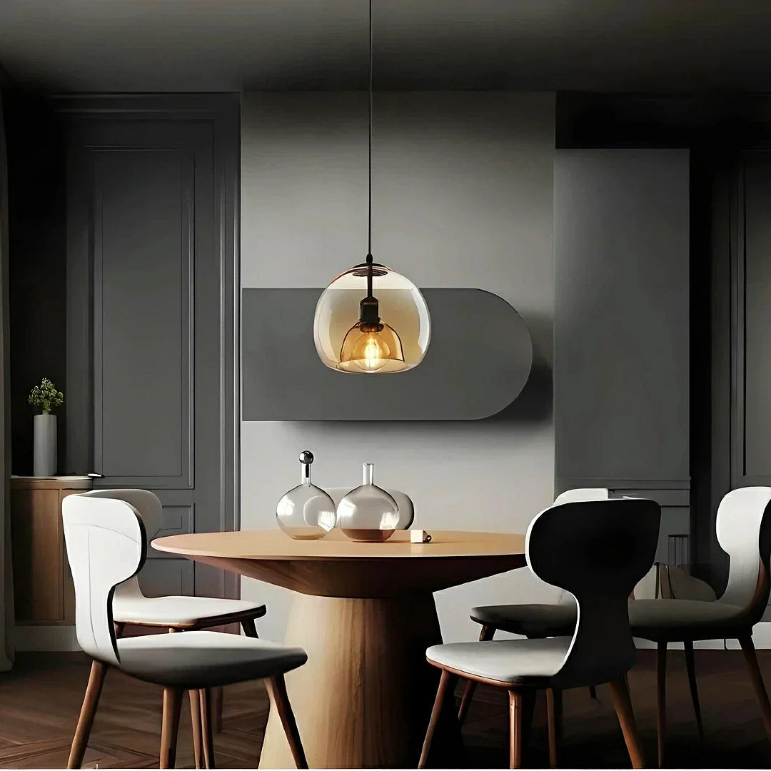 Lampadario a sospensione a sfera in vetro dal design moderno LED per sala da pranzo