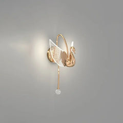 Applique decorativa LED dimmerabile a forma di cigno oro per camera da letto