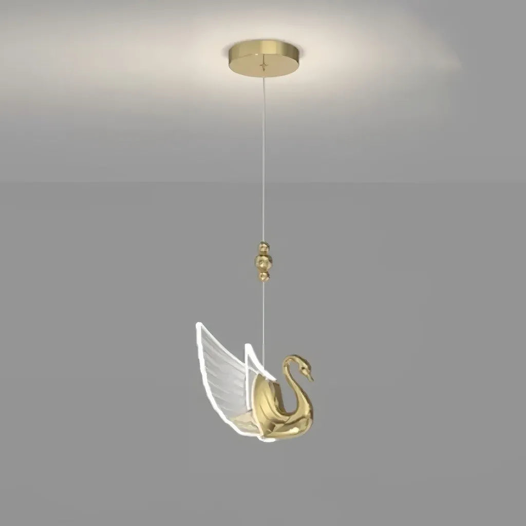 Lampada a sospensione art deco oro a cigno LED dal design moderno per camera da letto