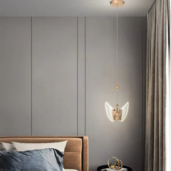 Lampada a sospensione art deco oro a cigno LED dal design moderno per camera da letto