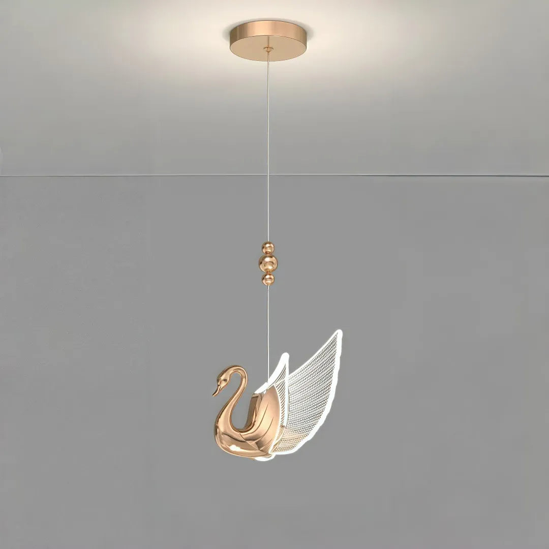 Lampada a sospensione art deco oro a cigno LED dal design moderno per camera da letto