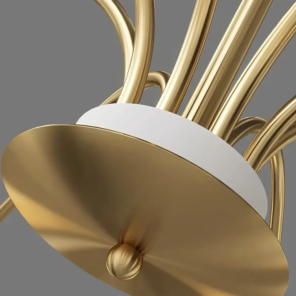 Lampadario moderno a bracci oro con sfere da soggiorno