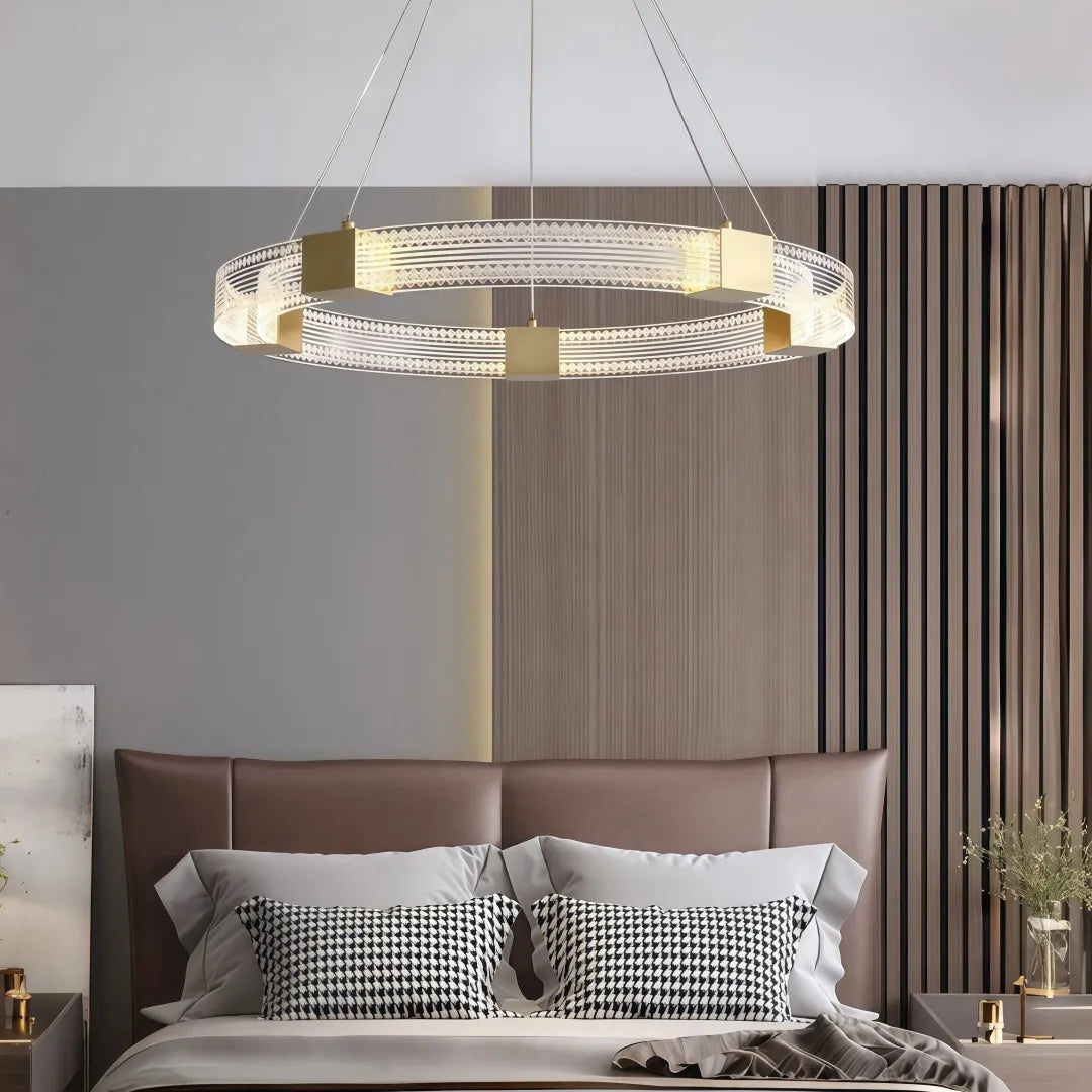 Lampadario LED ad anelli moderno dimmerabile per soggiorno