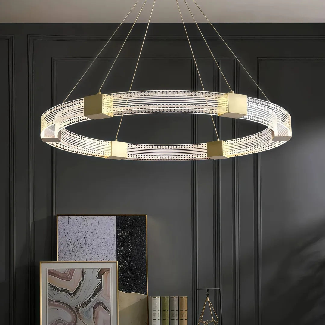 Lampadario LED ad anelli moderno dimmerabile per soggiorno