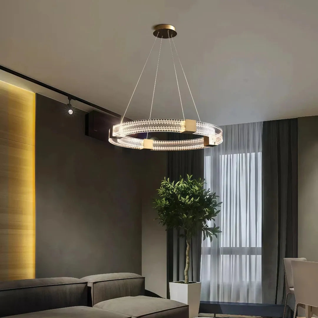 Lampadario LED ad anelli moderno dimmerabile per soggiorno