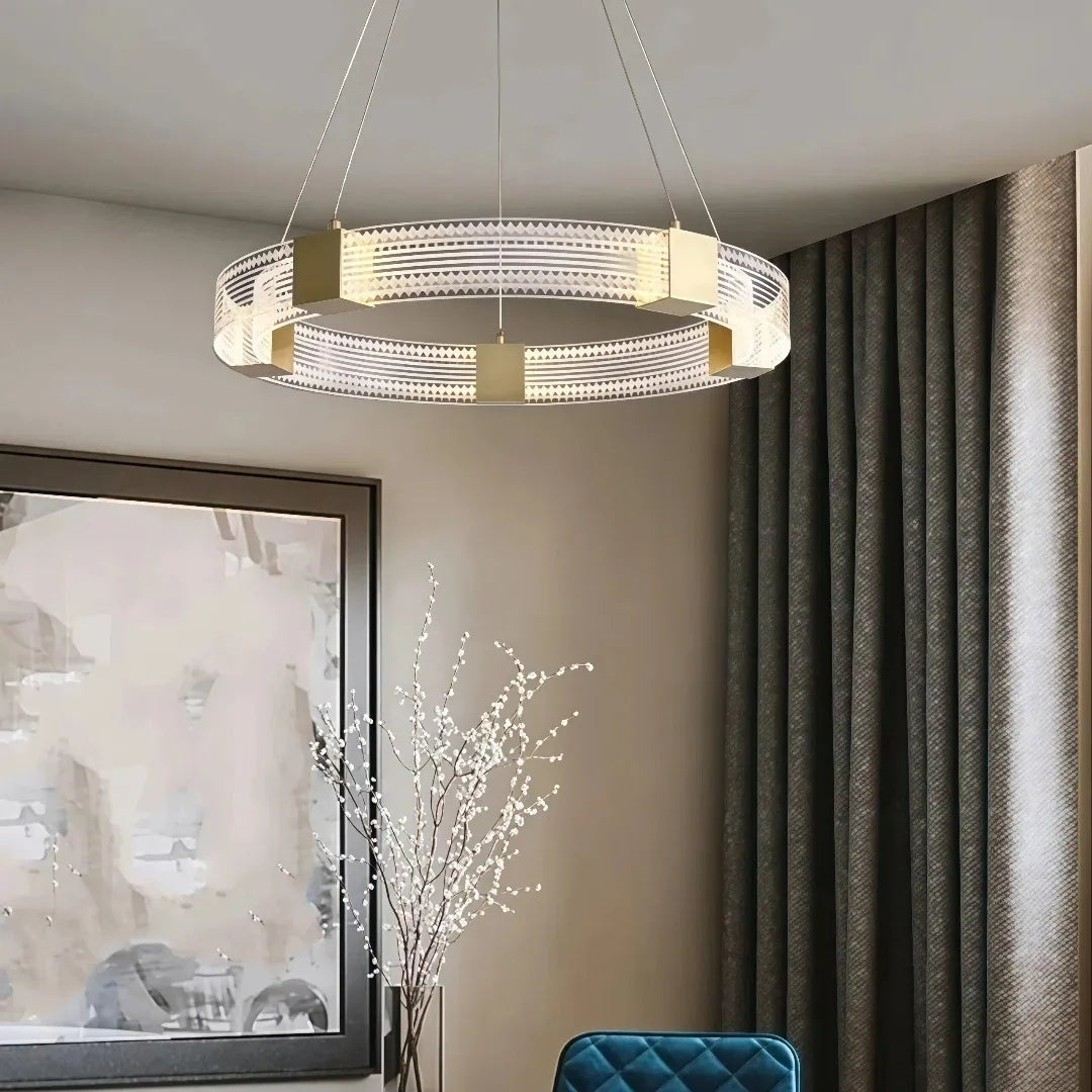 Lampadario LED ad anelli moderno dimmerabile per soggiorno
