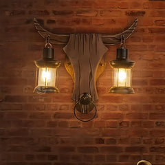 Applique rustica in legno dimmerabile a due luci per soggiorno